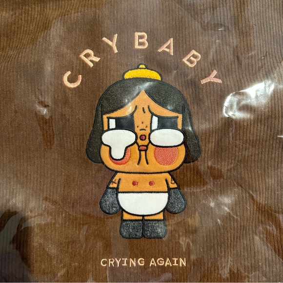 NWT Pop Mart | Cry Baby Crying Again Large Corduroy Embroidered Tote Bag - Picture 4 of 4